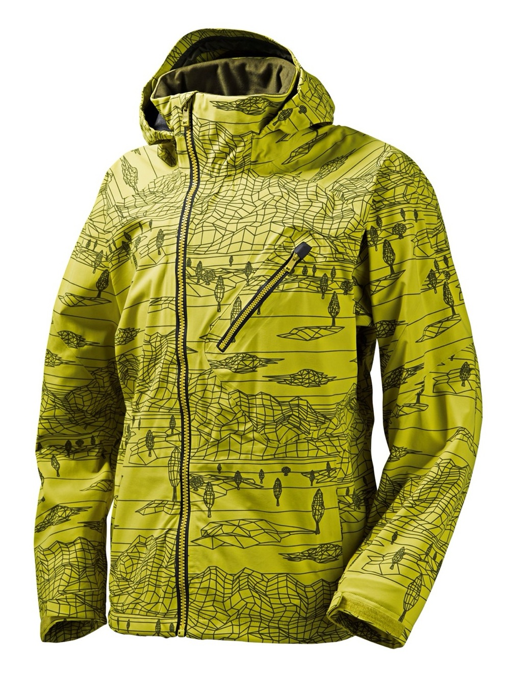 Burton AK 3L Sqwawk Softshell Yellow Printed Jacket, size XXL